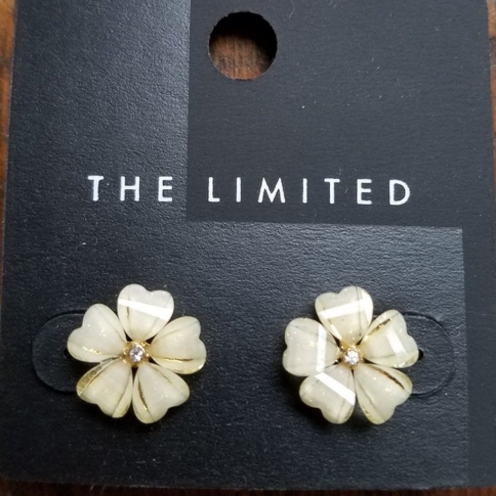 The Limited White & Gold Flower Post Earrings